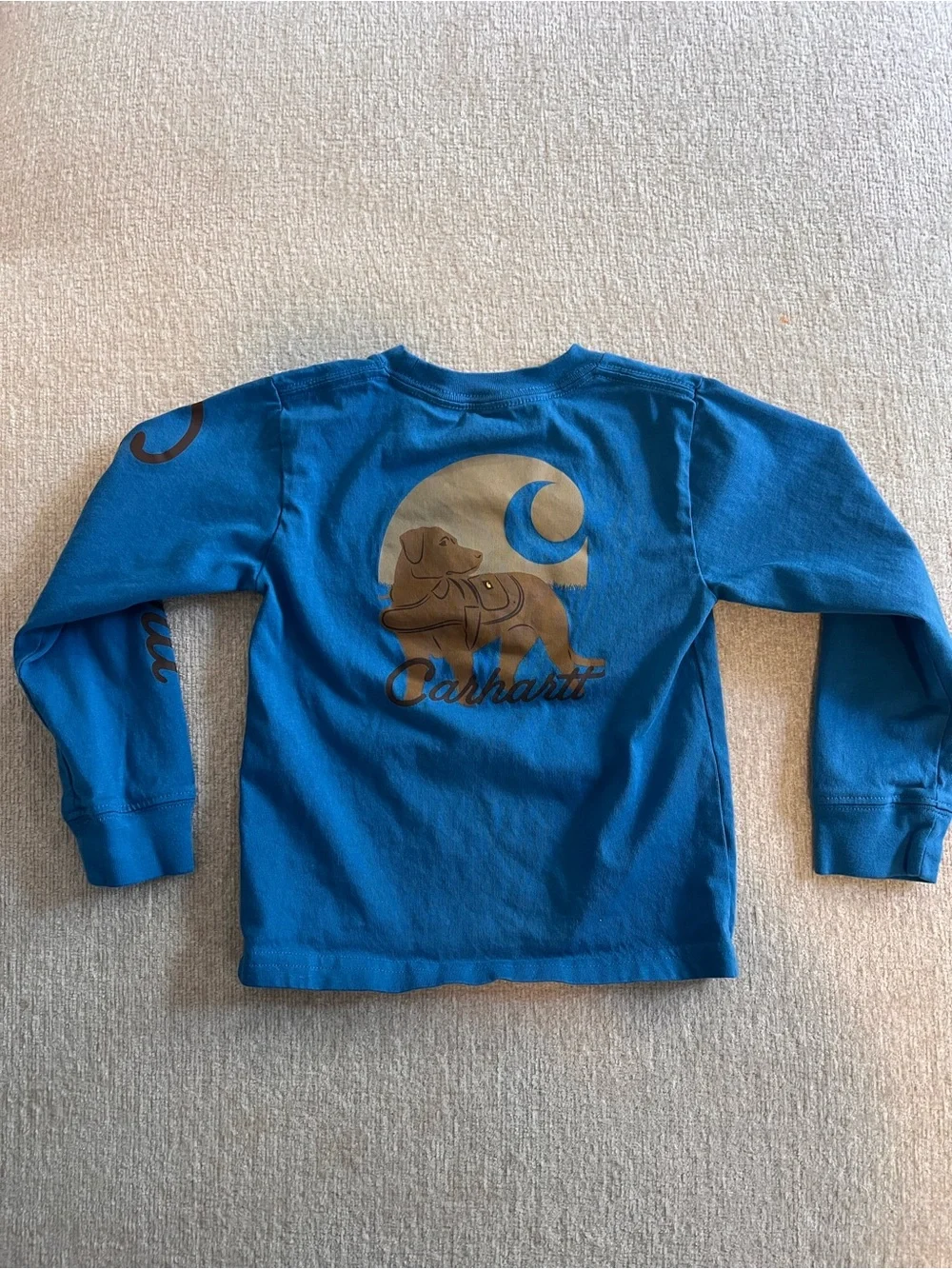 Carhartt Kids' Dark Blue Long-Sleeve Pocket Tee with Sleeve Script